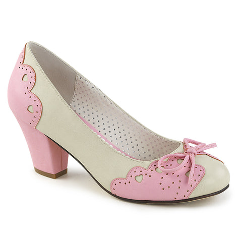 WIGGLE-17 - Cream-Pink Faux Leather