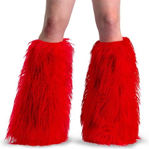 YETI-08  Red Faux Fur Boot Sleeve